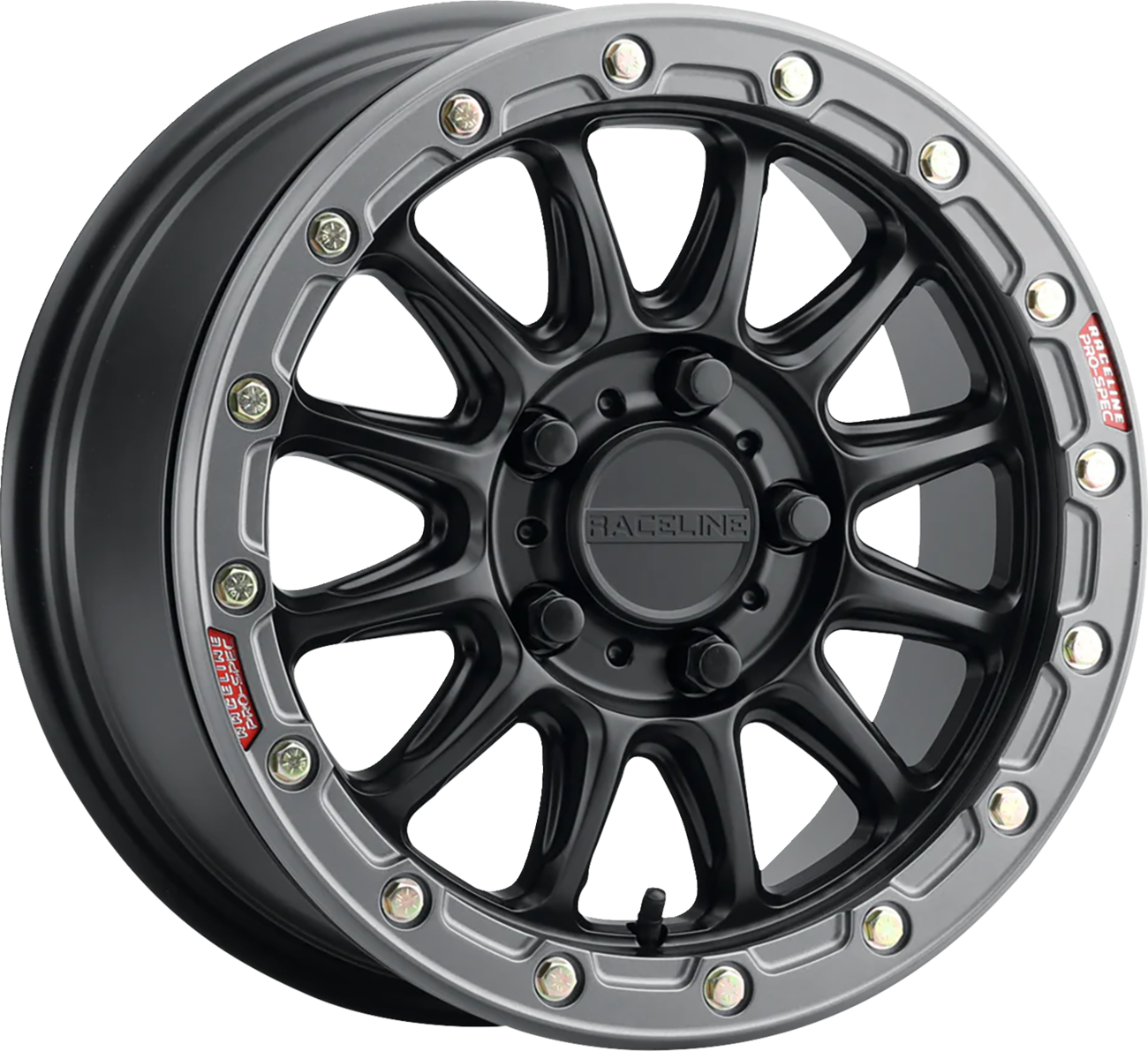 Raceline wheels Wheel - Alpha - Front/Rear - Black/with Gun Metal Ring - 17x7 - 4/137 - +25 mm Can-Am/Arctic Cat/Honda/Kawasaki/Textron
