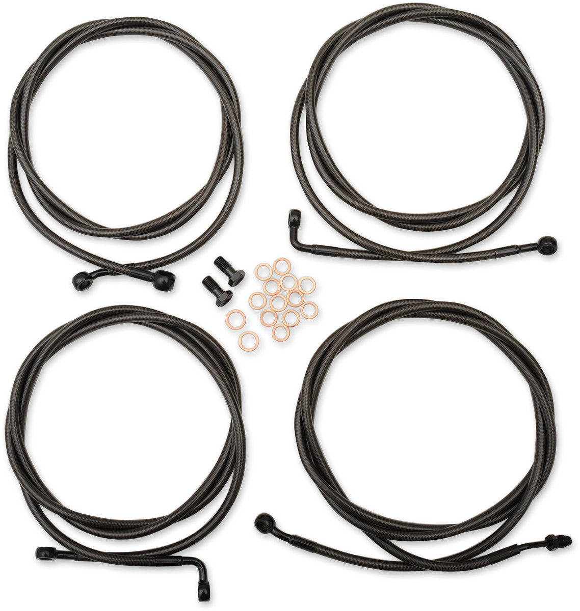 LA CHOPPERS Standard Midnight Braided Handlebar Cable/Brake Line Kit — Ape Hanger