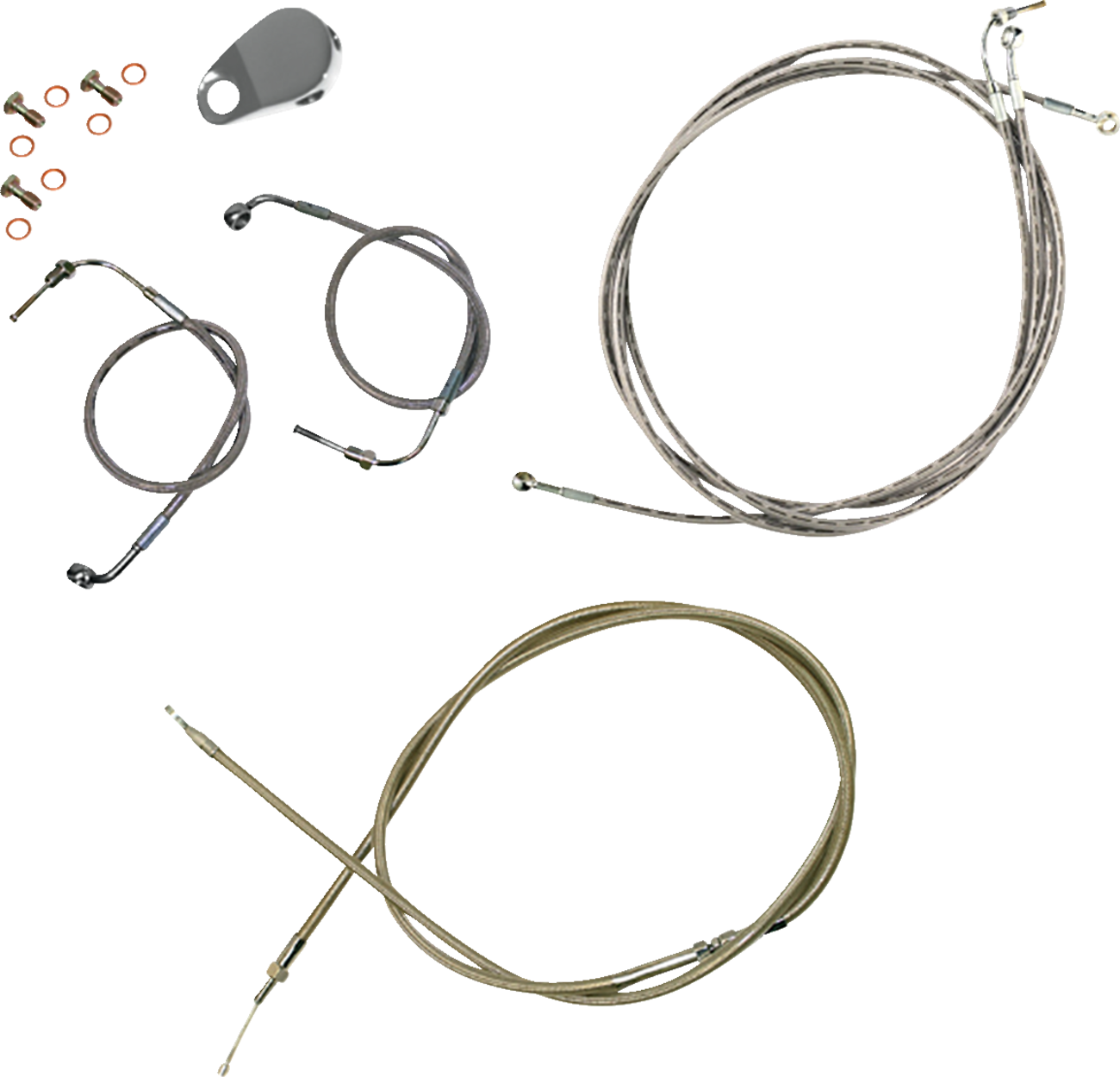 La choppers Standard Stainless Braided Handlebar Cable/Brake Line Kit - Mini Ape Hangers - '18-'22 Softail Harley Davidson