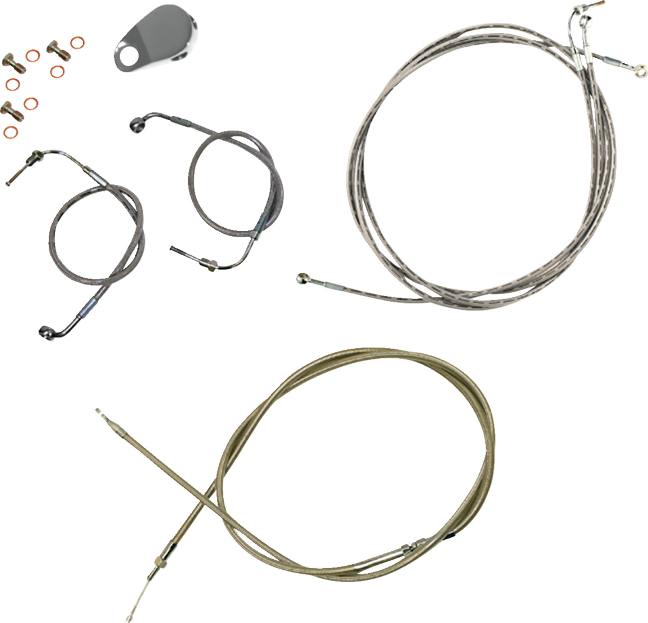 La choppers Standard Stainless Braided Handlebar Cable/Brake Line Kit - Mini Ape Hangers - '18-'22 Softail Harley Davidson