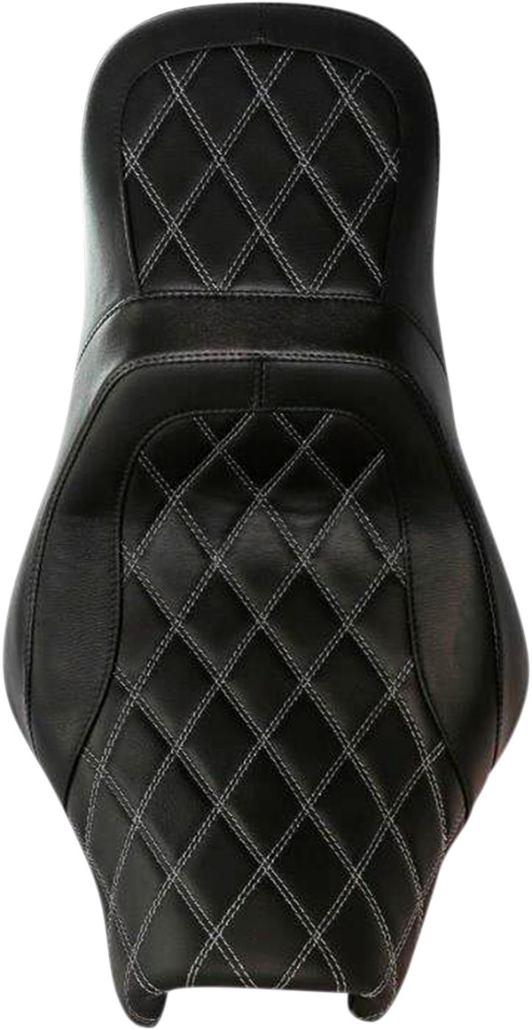 Danny gray Airhawk Weekday 2Up XL Seat - no Backrest Receptacle - Double Diamond Stitch - Air - XL '08-'23 Harley Davidson