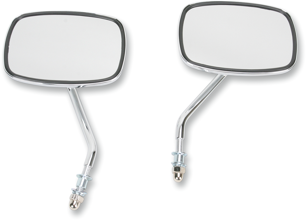Emgo Mirrors - Side View - Plain Face/Rectangle - Short Stem - Left/Right - Screw-In - Pair