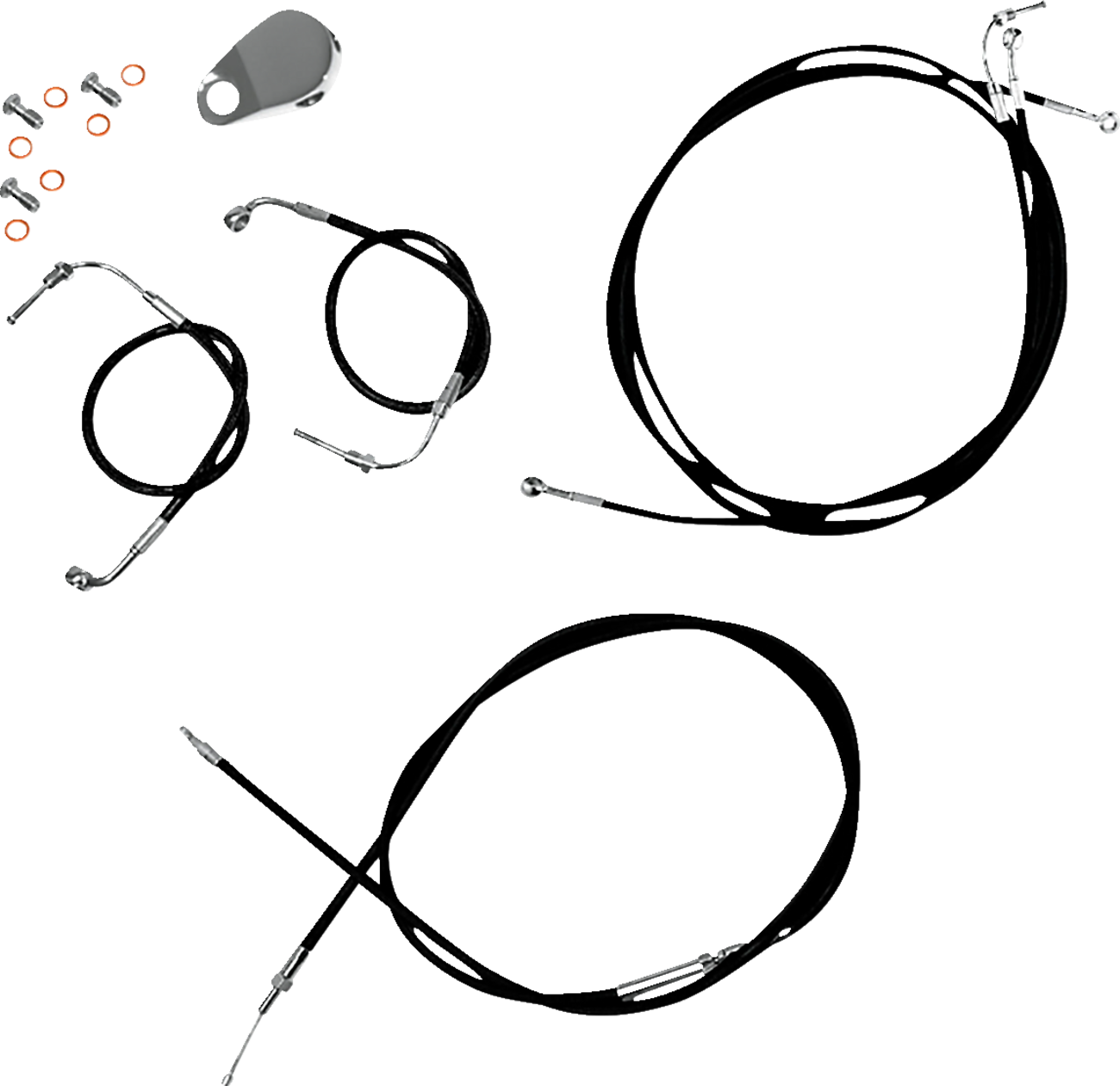 LA CHOPPERS Standard Black Vinyl Handlebar Cable/Brake Line Kit — Ape Hanger