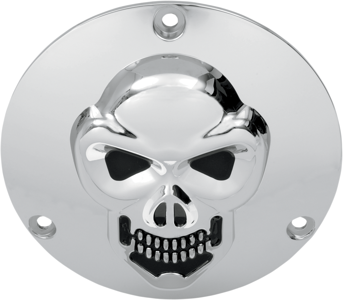 Drag specialties Skull Derby Cover - Chrome - 3 Hole - Big Twin Harley Davidson