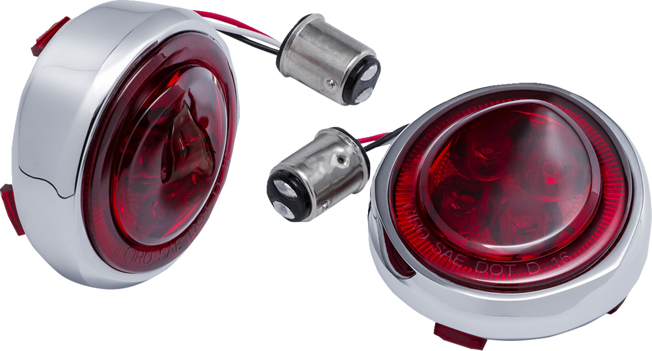 Ciro Fang Rear LED Bullet Turn Signal Inserts With Bezel For Harley 2000-2025