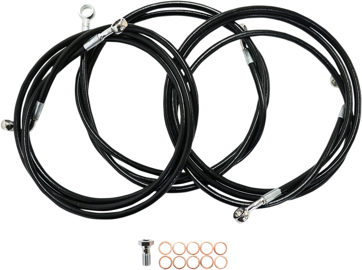 LA CHOPPERS Black Braided Brake Line Kit