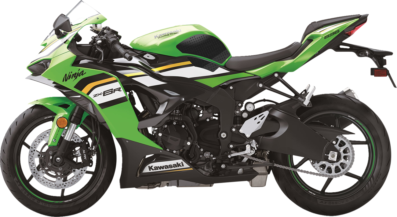 Stompgrip Traction Pad Tank Grips - Icon - Black - Ninja ZX-6R 2009-2012 Kawasaki ZX600 Ninja ZX-6R / 2013-2025 Kawasaki ZX636 Ninja ZX-6R