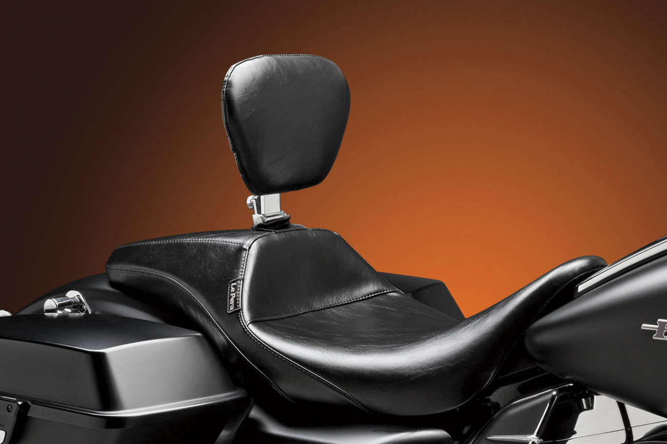 Le pera Outcast Daddy Long Legs Seat - Full-Length - w/ Backrest - Smooth - Black - FL '08-'23 Harley Davidson