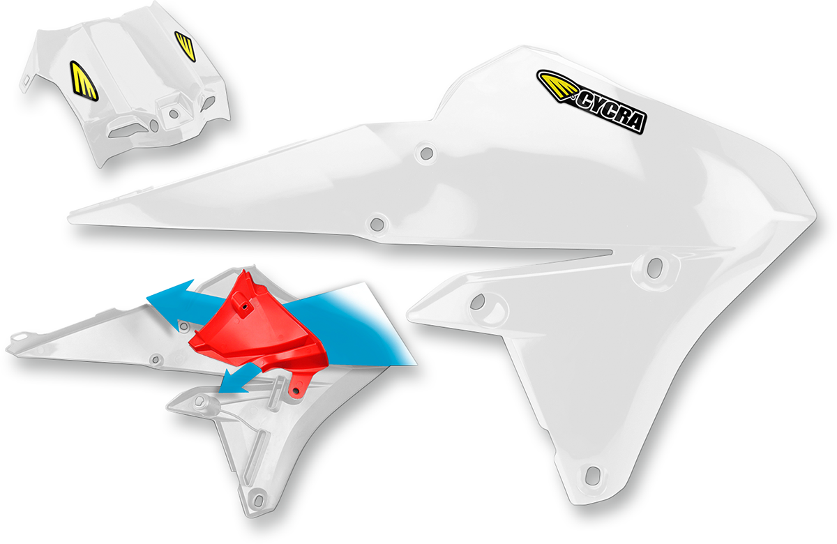 Cycra PowerFlow Shrouds - with Air Box Cover - White Yamaha