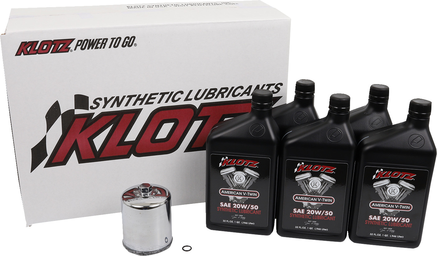 KLOTZ OIL Basic 5 Quart Synthetic Engine Oil and Chrome Filter Kit