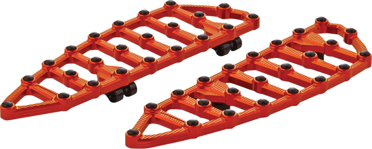 Arlen Ness Anodized Orange MX Driver Aluminum Floorboard Foot Board Kit Harley