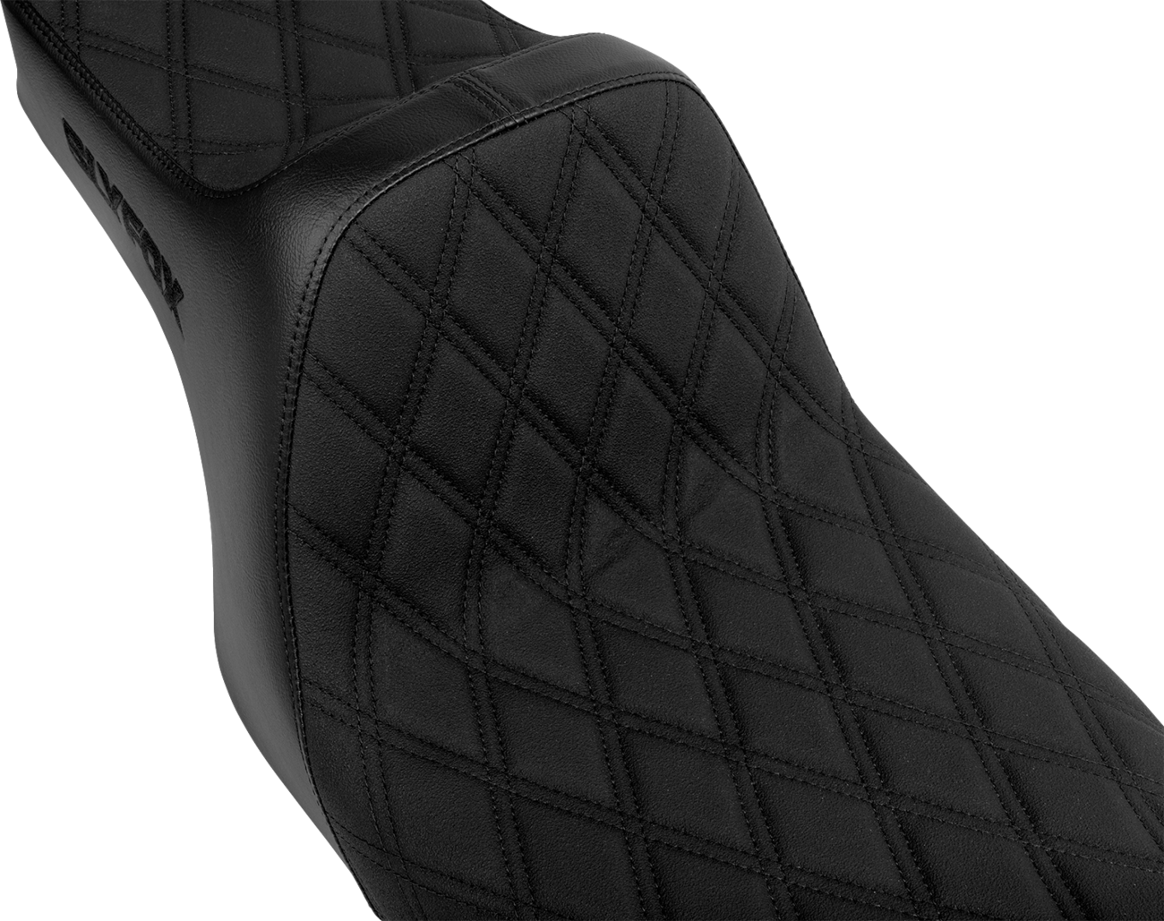 Slyfox High Noon Seat - Double Diamond - Black Logo - Black Stitch - FLH/FLT '97-'07 Harley Davidson