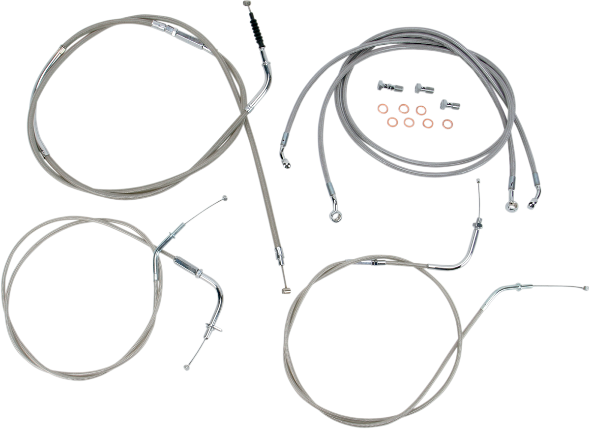 Baron Stainless Handlebar Cable/Line Kit - 12"-14" - VN2000 2004-2009 Kawasaki VN2000A Vulcan 2000 / 2010-2010 Kawasaki VN 2000 A Vulcan