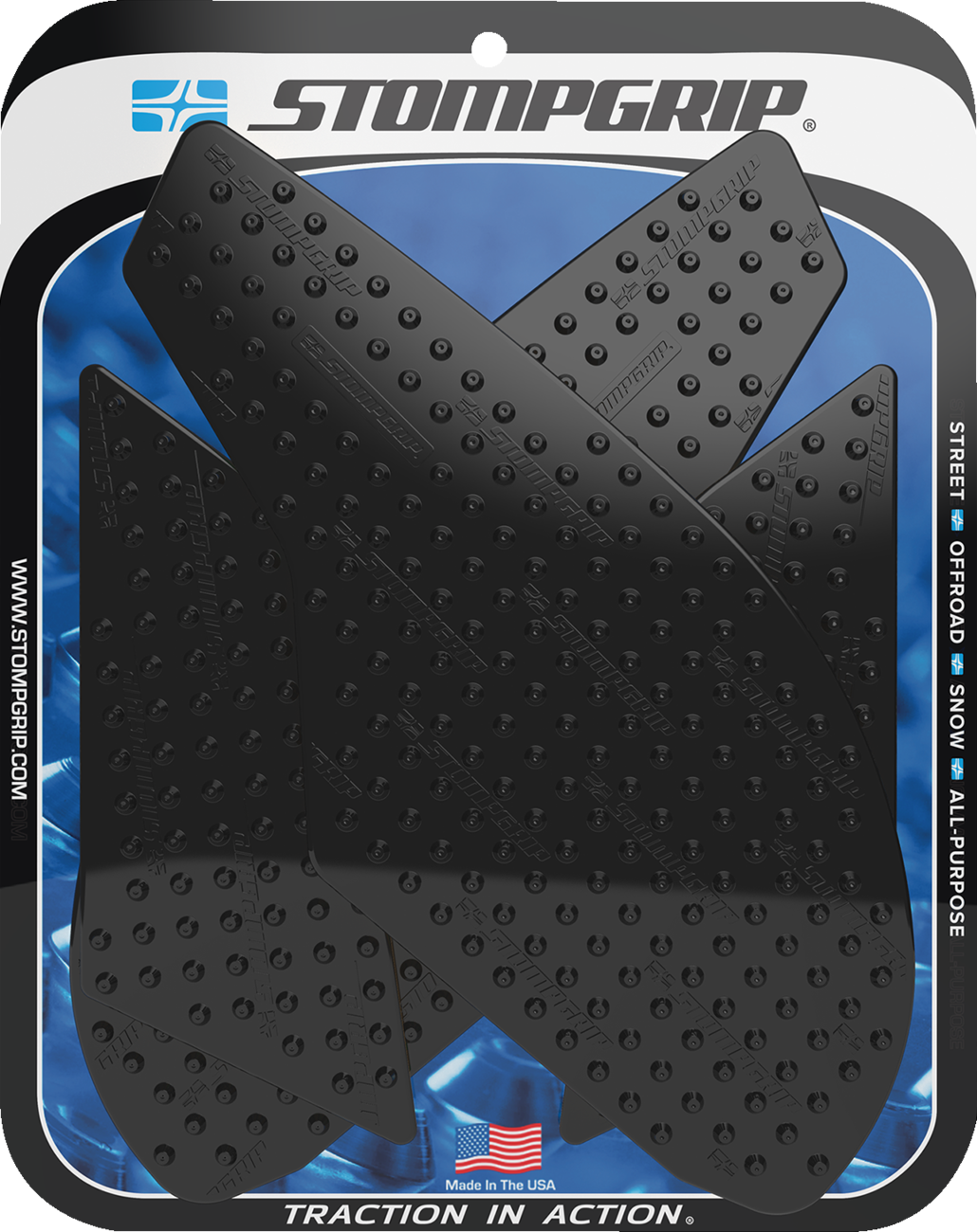 Stompgrip Traction Pad Tank Grips - Volcano - Black - SV 650 2017-2023 Suzuki SV650