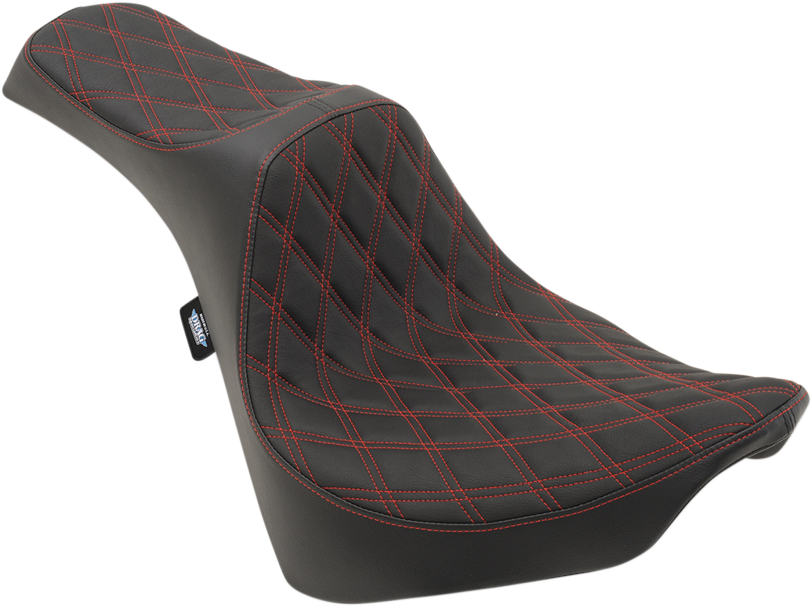 Drag specialties seats Predator III Seat - Double Diamond - Red Stitching - FL/FX '18-'22 Harley Davidson