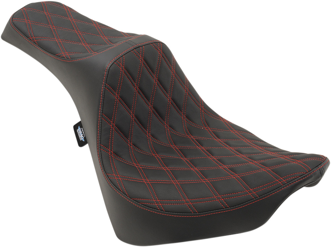 Drag specialties seats Predator III Seat - Double Diamond - Red Stitching - FL/FX '18-'22 Harley Davidson