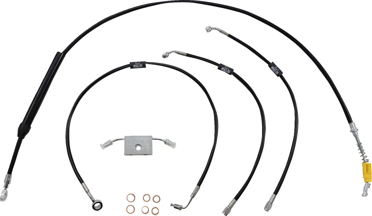 LA CHOPPERS Standard Black Vinyl Handlebar Cable/Brake Line Kit — Ape Hanger