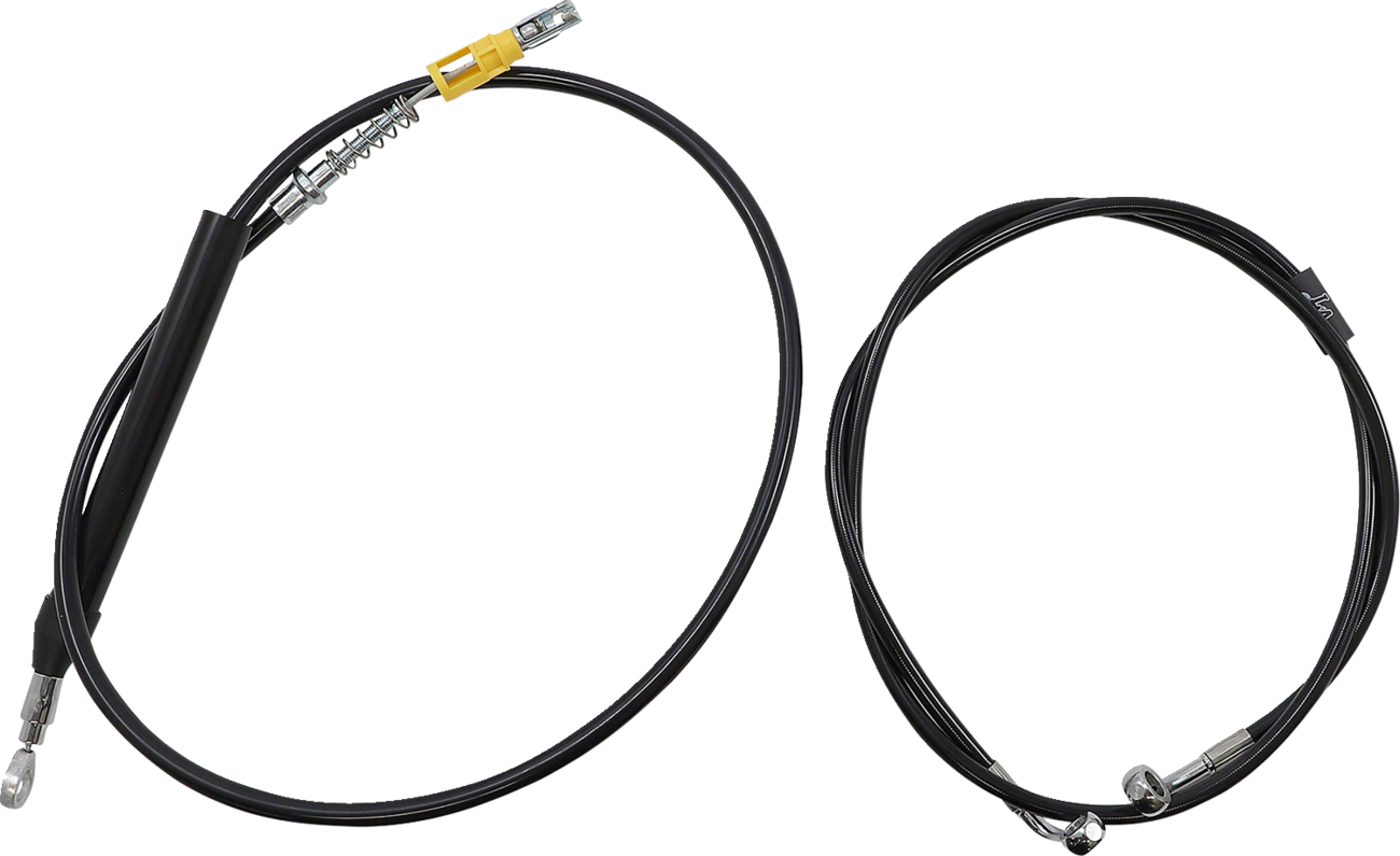 La choppers Complete Black Vinyl Braided Handlebar Cable/Brake Line Kit - 15"-17" Handlebars - '18-'22 Softail Harley Davidson