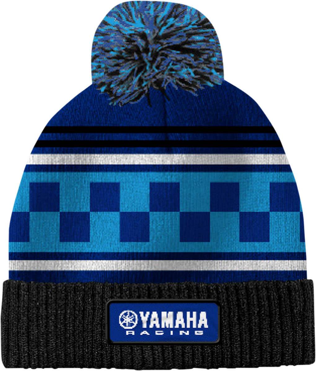 YAMAHA APPAREL NP21A H3242 Yamaha Beanie Yamaha Racing Pom Beanie Black Blue PU PN 2501 3963