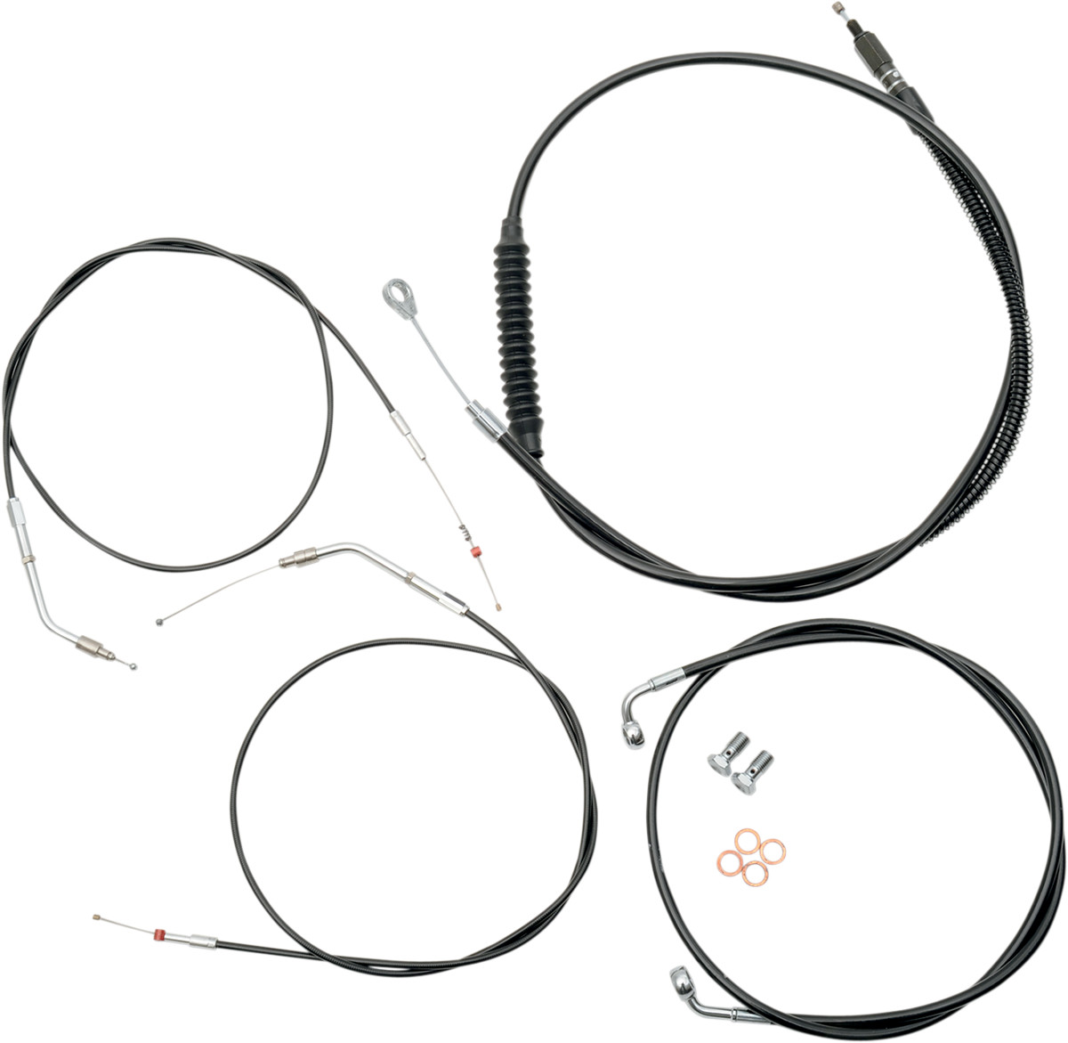 Standard Black Vinyl Braided Handlebar Cable/Brake Line Kit — Mini/Ape Hanger