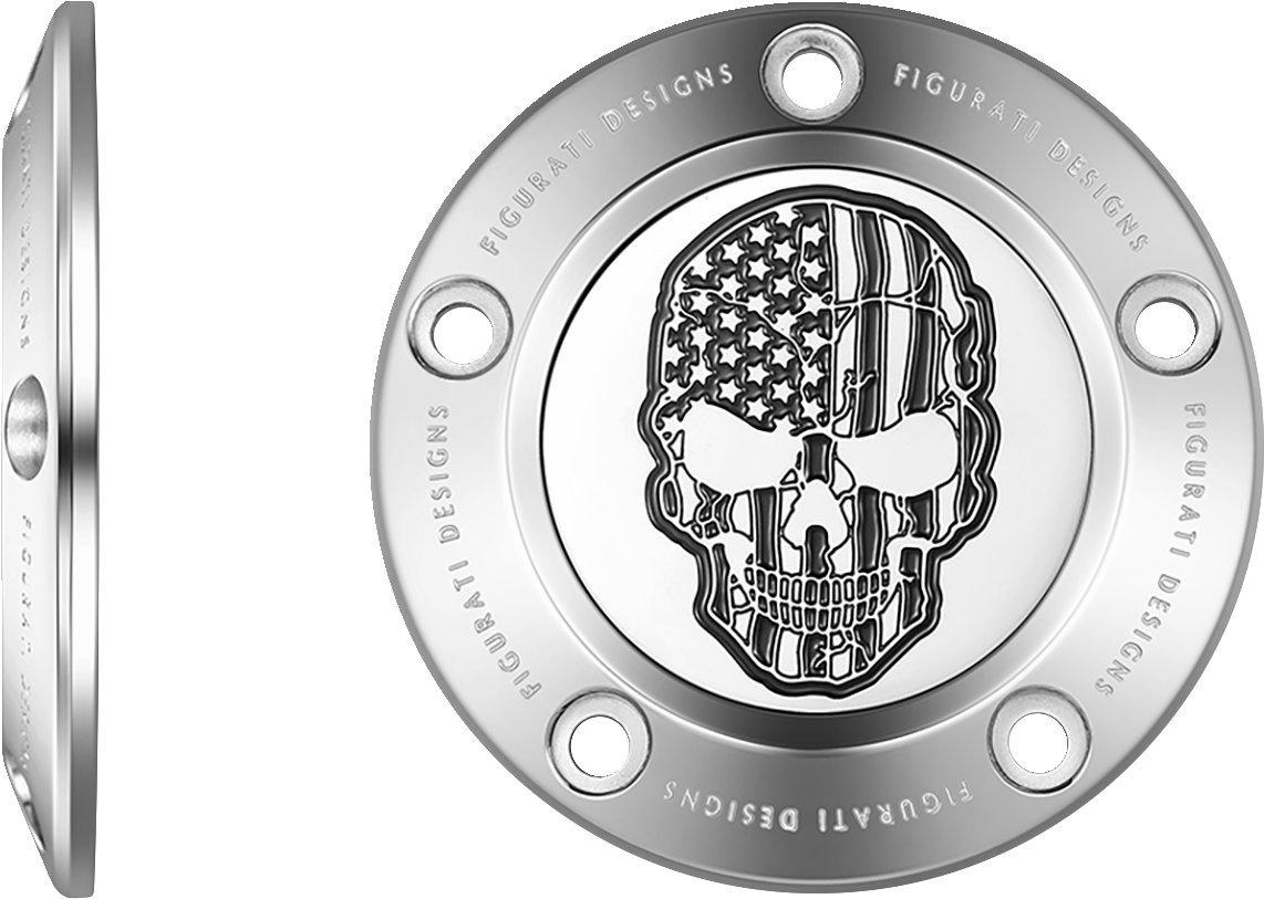 Figurati Designs Flag Skull Timing Cover For Harley Twin Cam 1999-2017