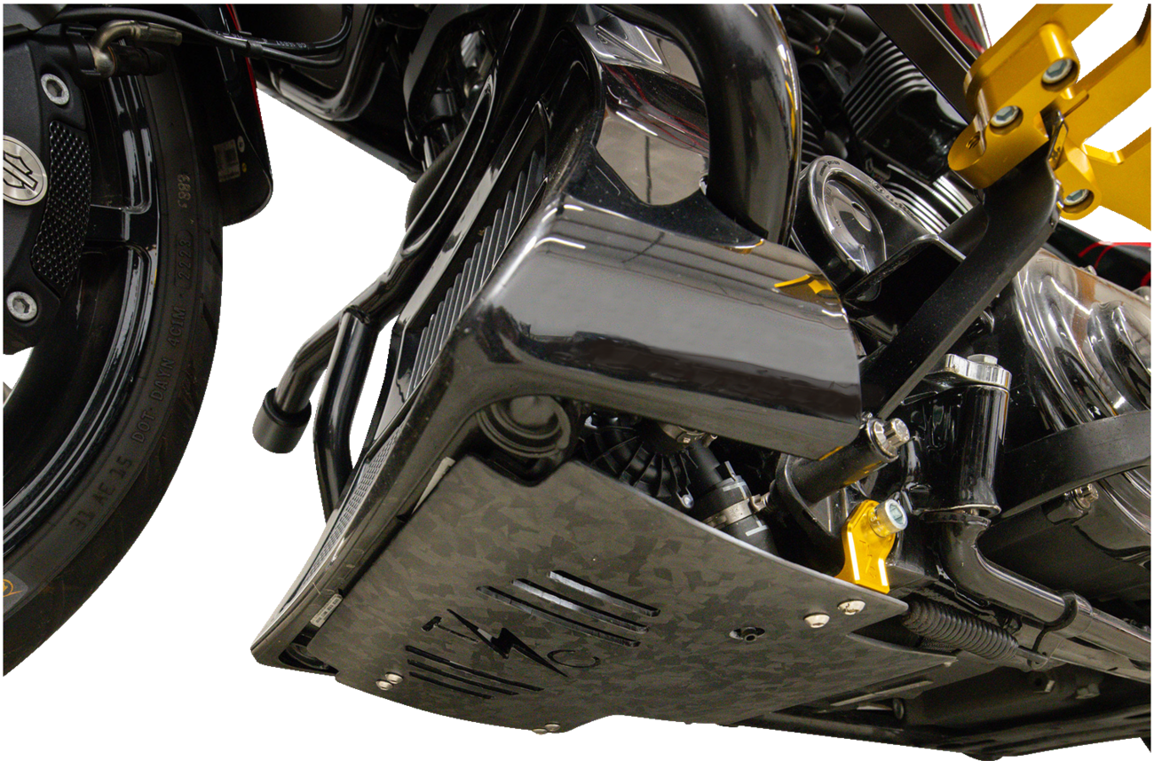 Thrashin supply co. Skid Plate - Carbon Fiber/Forged - With Gold Brackets - FLHX/FLTRX 2024-2024 Harley Davidson FLTRX Road Glide / 2024-2024 Harley Davidson FLHX Street Glide