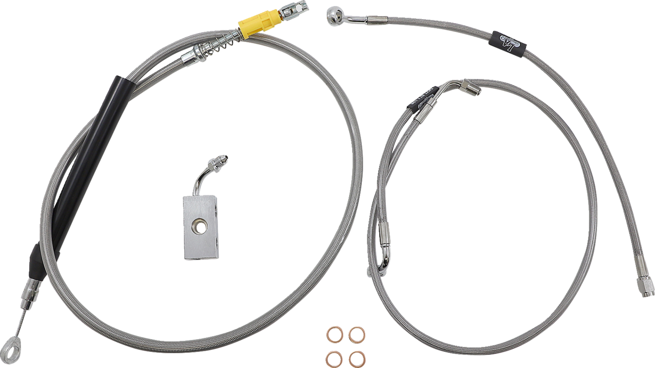 LA CHOPPERS Standard Stainless Braided Handlebar Cable/Brake Line Kit