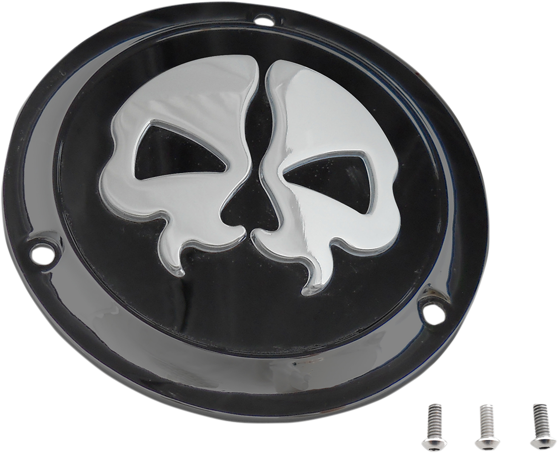Drag specialties Split Skull Derby Cover - Black - 3-Hole Harley Davidson