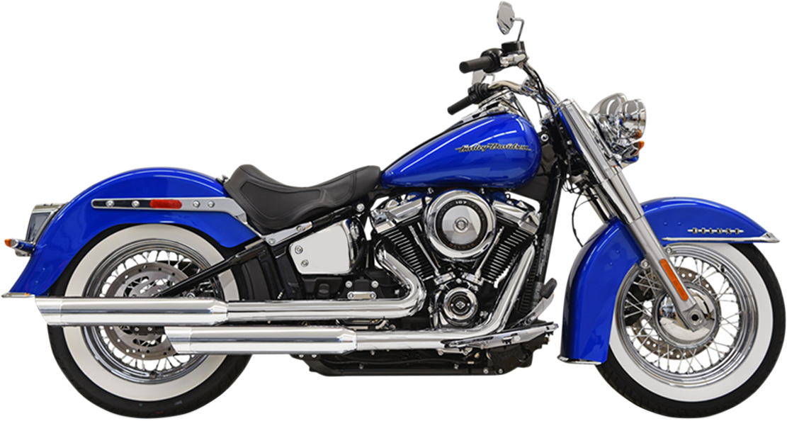 Bassani 2-2 Chrome Staggered Exhaust for 2018 Harley Softail FLDE FLHC ...