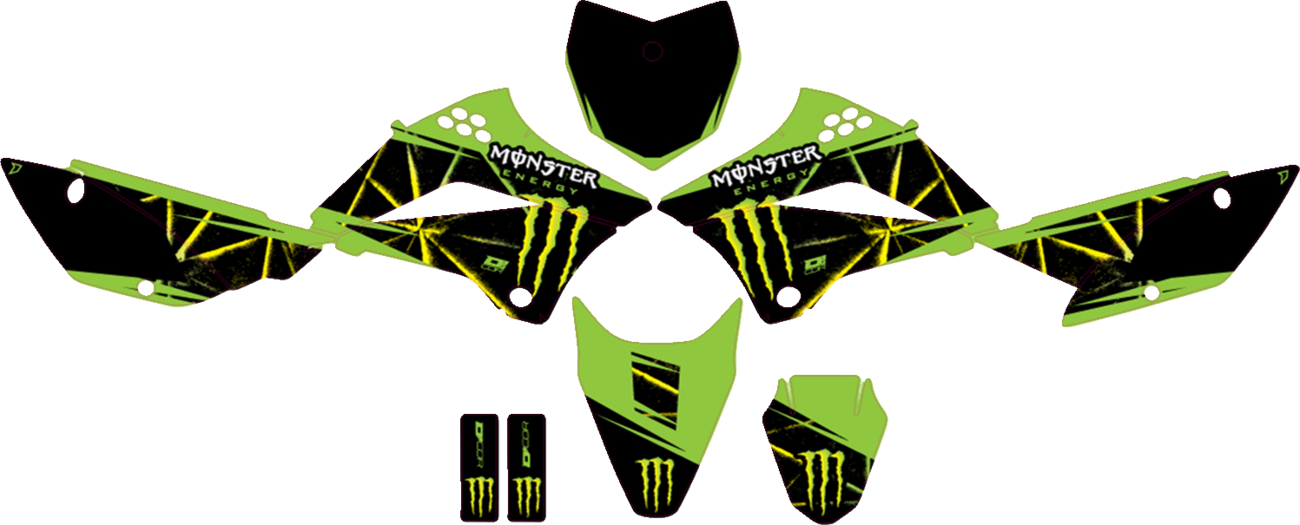 D'cor visuals Graphic Kit - Monster Energy Slash - Kawasaki - KLX 110 2010-2020 Kawasaki KLX110 / 2010-2020 Kawasaki KLX110L / 2021-2025 Kawasaki KLX110R