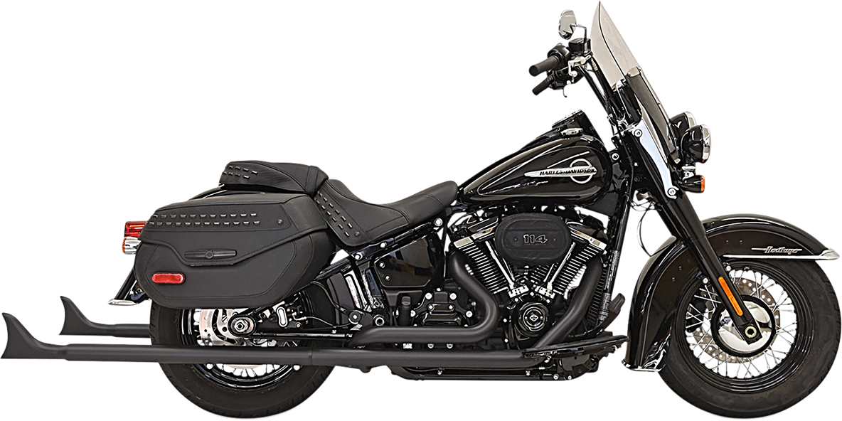 Bassani 2-2 Black 39" Fishtail Full Exhaust for 18-19 Harley Softail FLDE DLHC