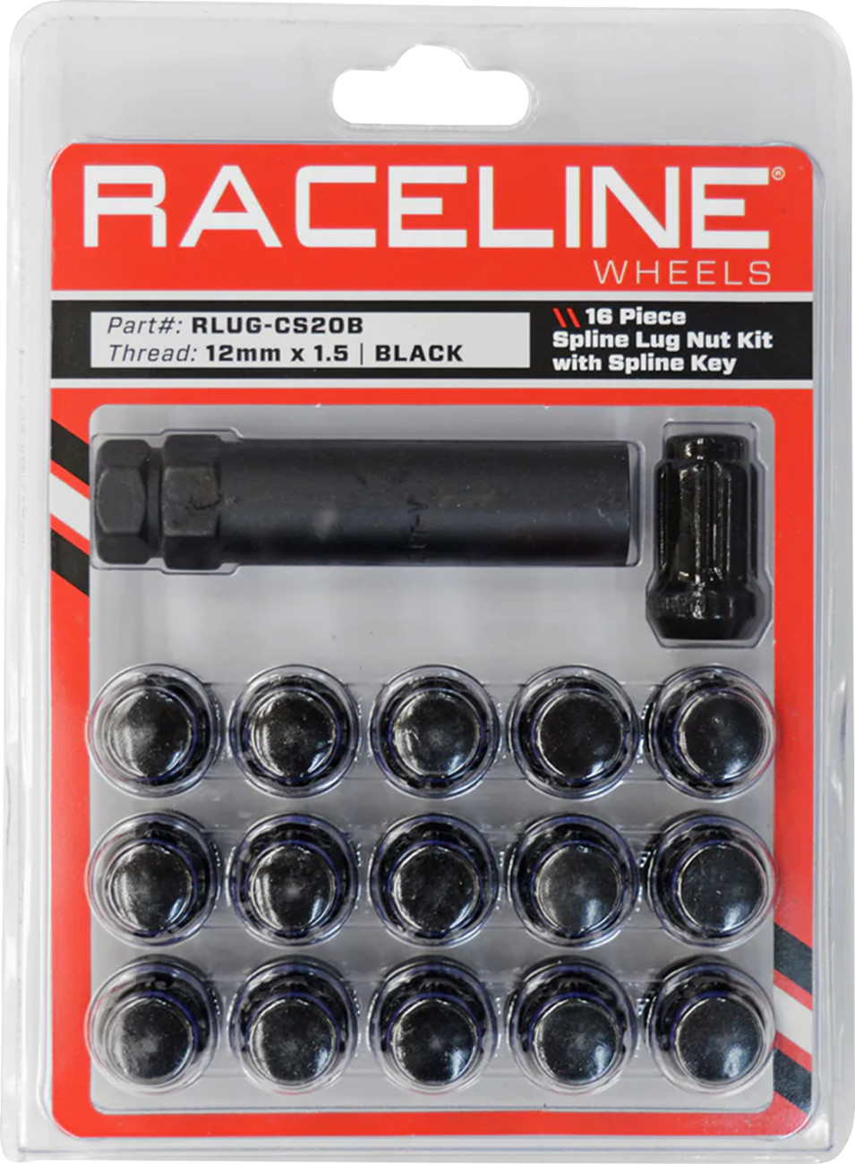 Spline Lug Nut Kit with Spline Key - 16 Pack