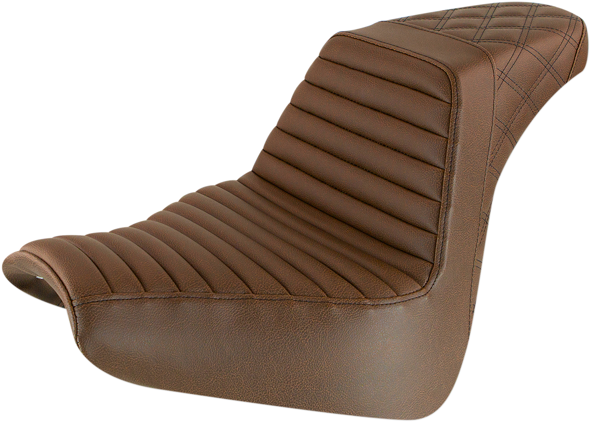 SADDLEMEN Step-Up Seat — Front Tuck-n-Roll/Rear Lattice Stitch