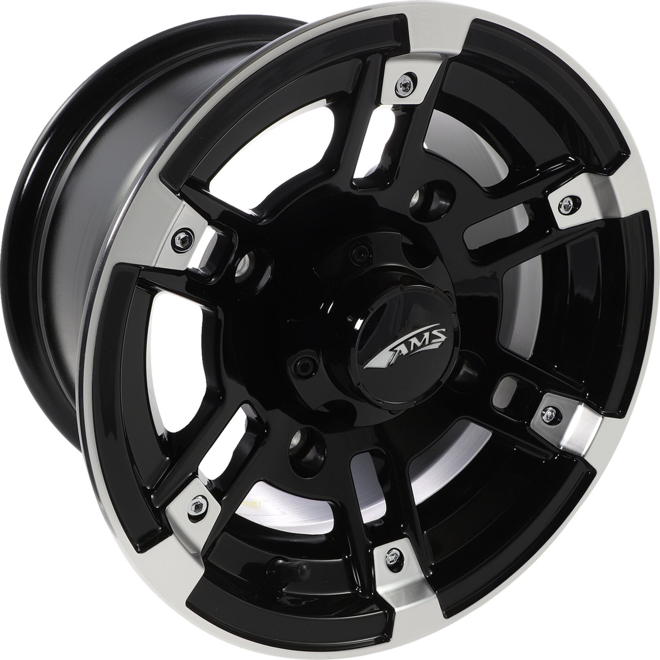 Ams Wheel - Roll'n 104 - Front/Rear - Machined Black - 12x7 - 4/156 - 4+3 Polaris