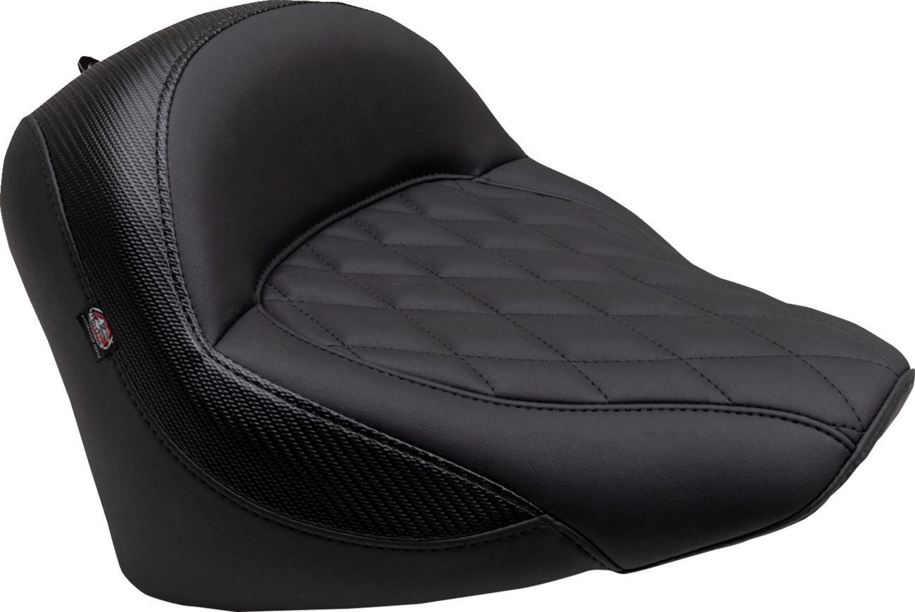 Mustang Solo Touring Seat - w/o Driver Backrest - Black - Diamond Stitch - Chief '22-'23 Indian