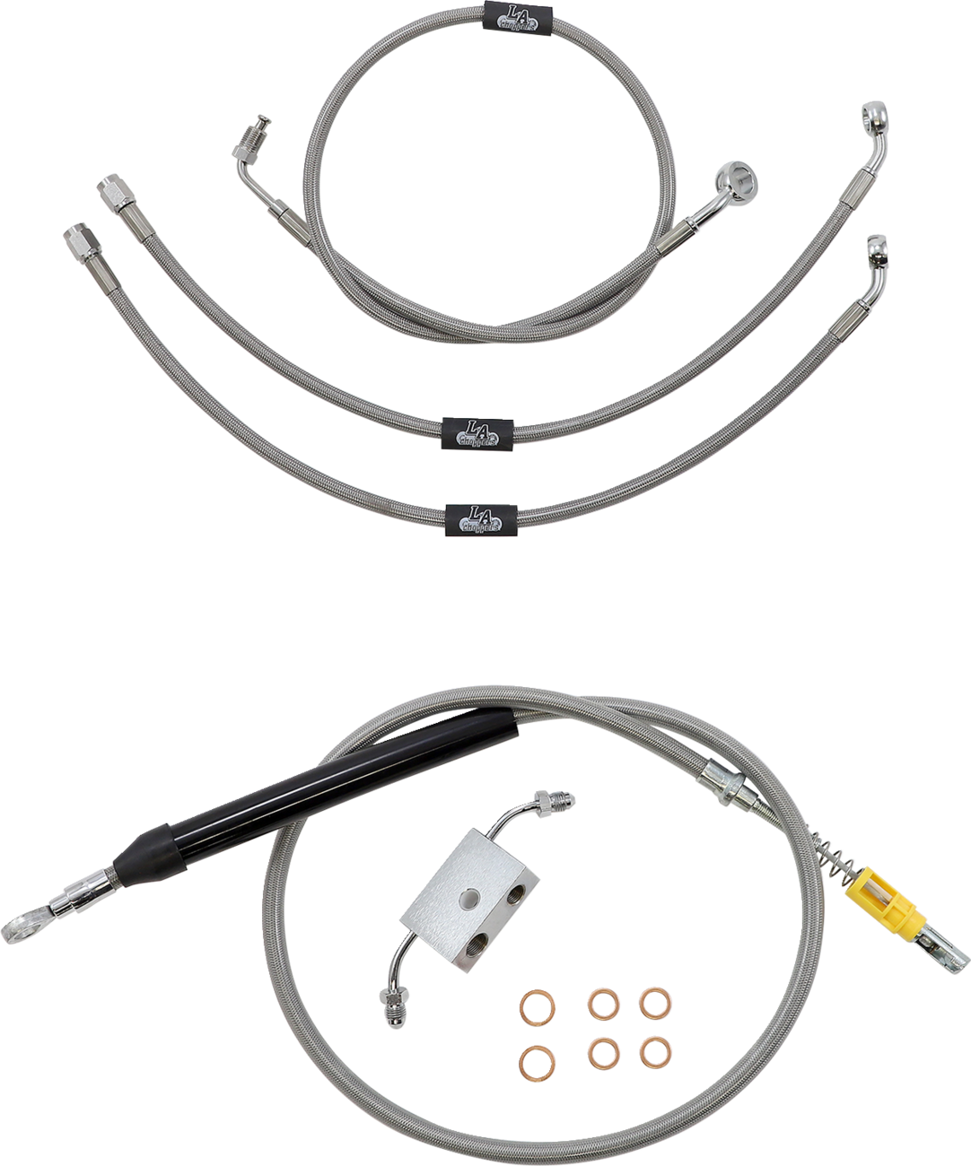 LA CHOPPERS Standard Stainless Braided Handlebar Cable/Brake Line Kit