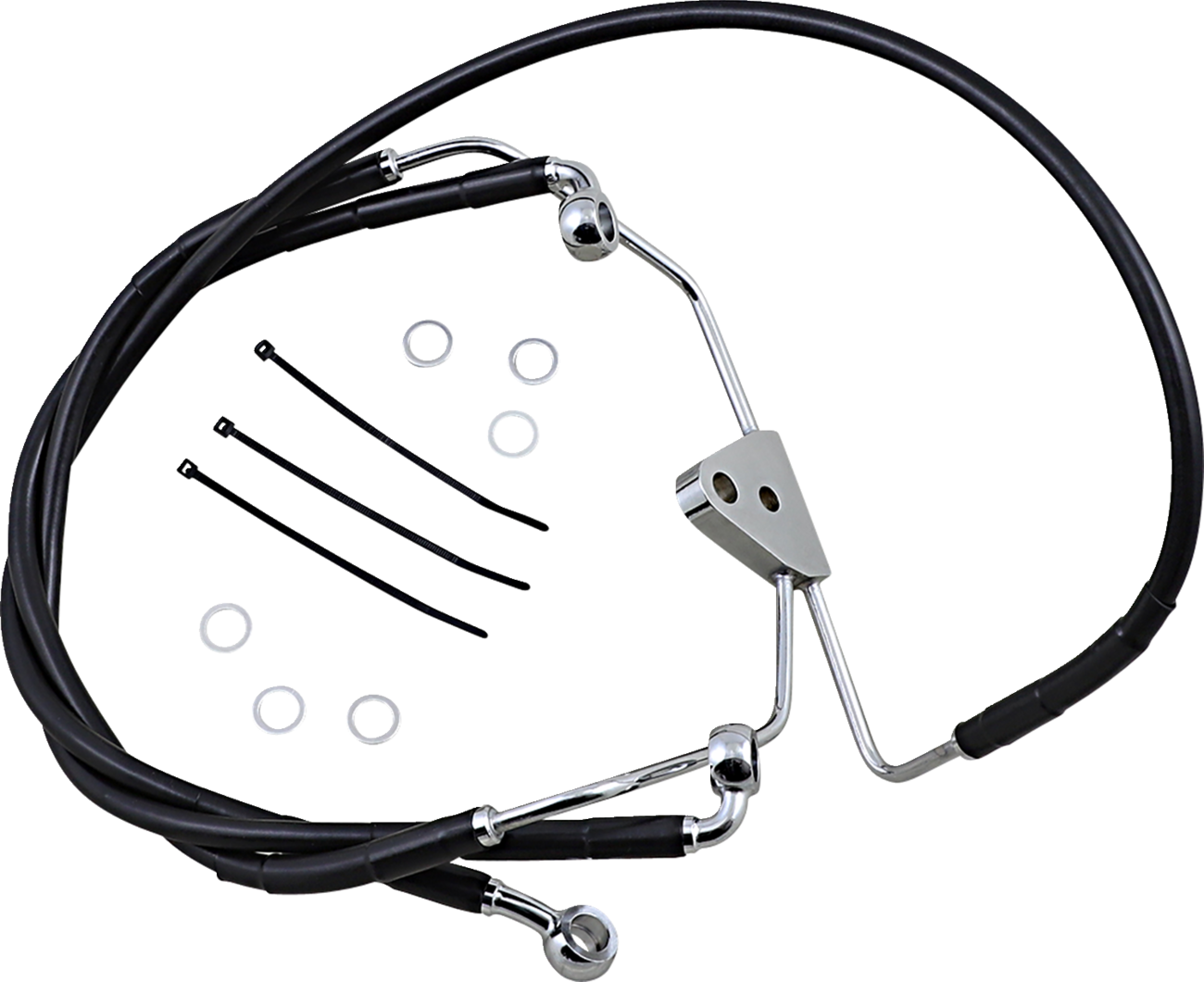 Drag specialties Brake Line - Front - Black - +6" Harley Davidson