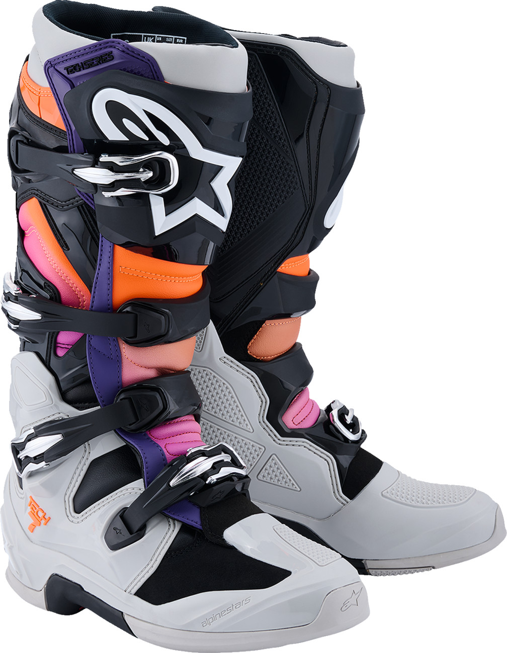 Alpinestars Tech 7 Boots - Black/Light Grey/Flo Orange - Size 12