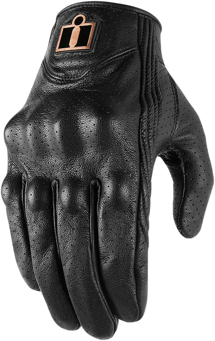 Motorcycle Gloves Leather Perforated Black Icon Pursuit For Sale Online - Foto 2