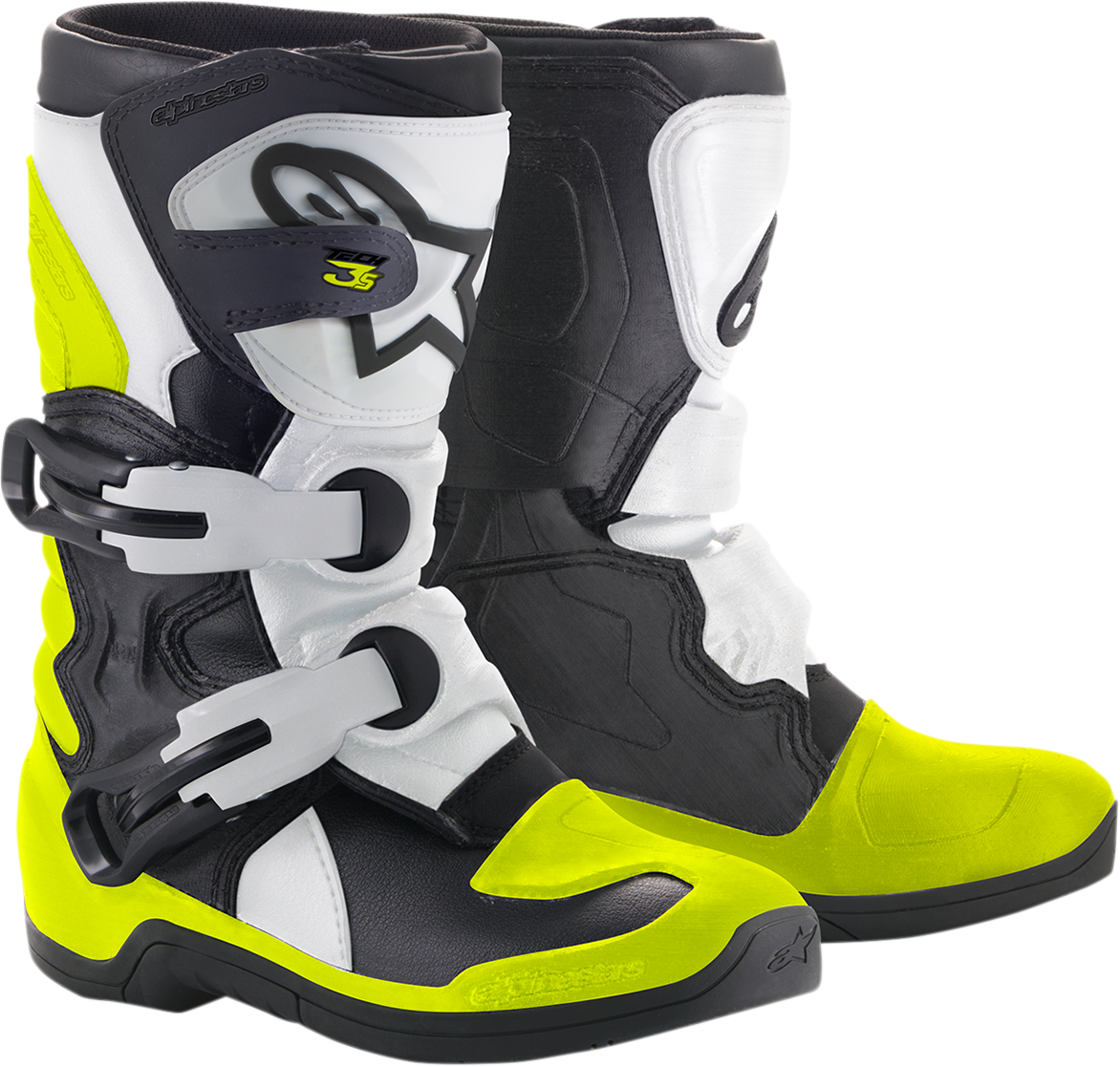 Alpinestars [2014518-125-12] 2018 Tech 3S Boots Y12 Black/White/Yellow |  Boot T3S Kids Bk/Wt/Yl 12