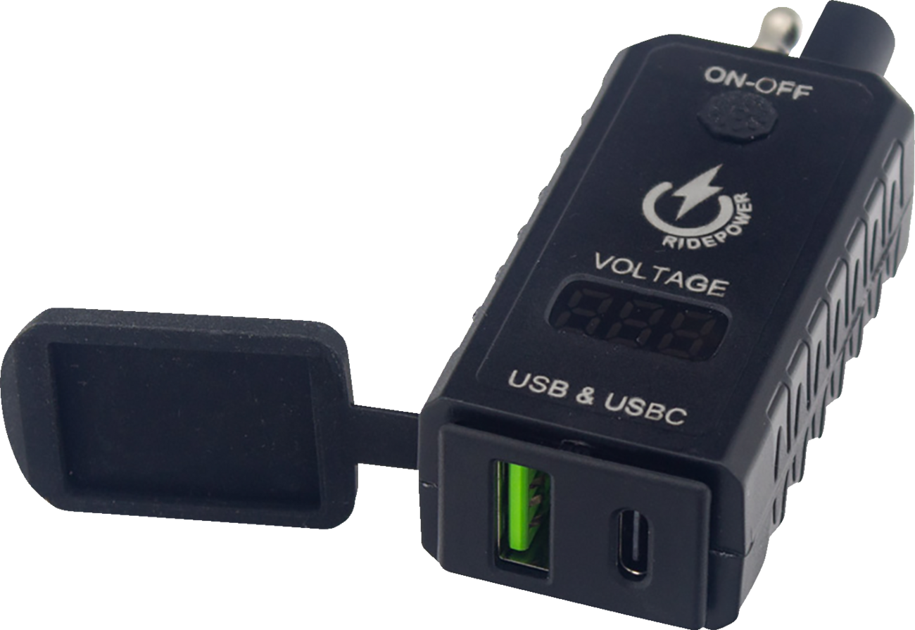 RidePower SAE To USB / USB-C Outlet With Voltage Display