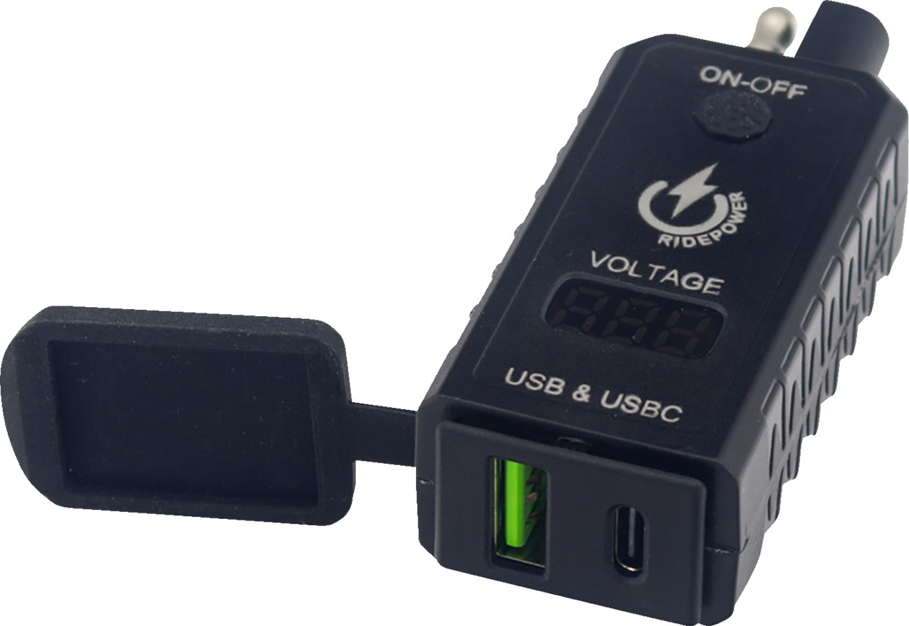 RidePower SAE To USB / USB-C Outlet With Voltage Display