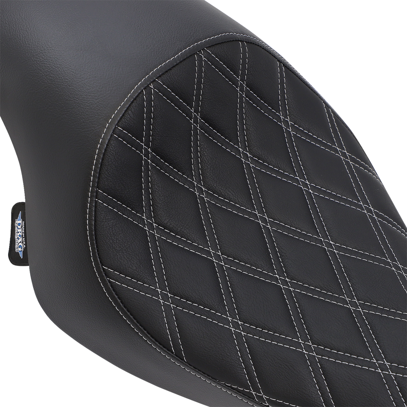 Drag specialties seats 3/4 Solo Seat - Double Diamond - Black w/ Silver Stitching - XL '04-'22 Harley Davidson