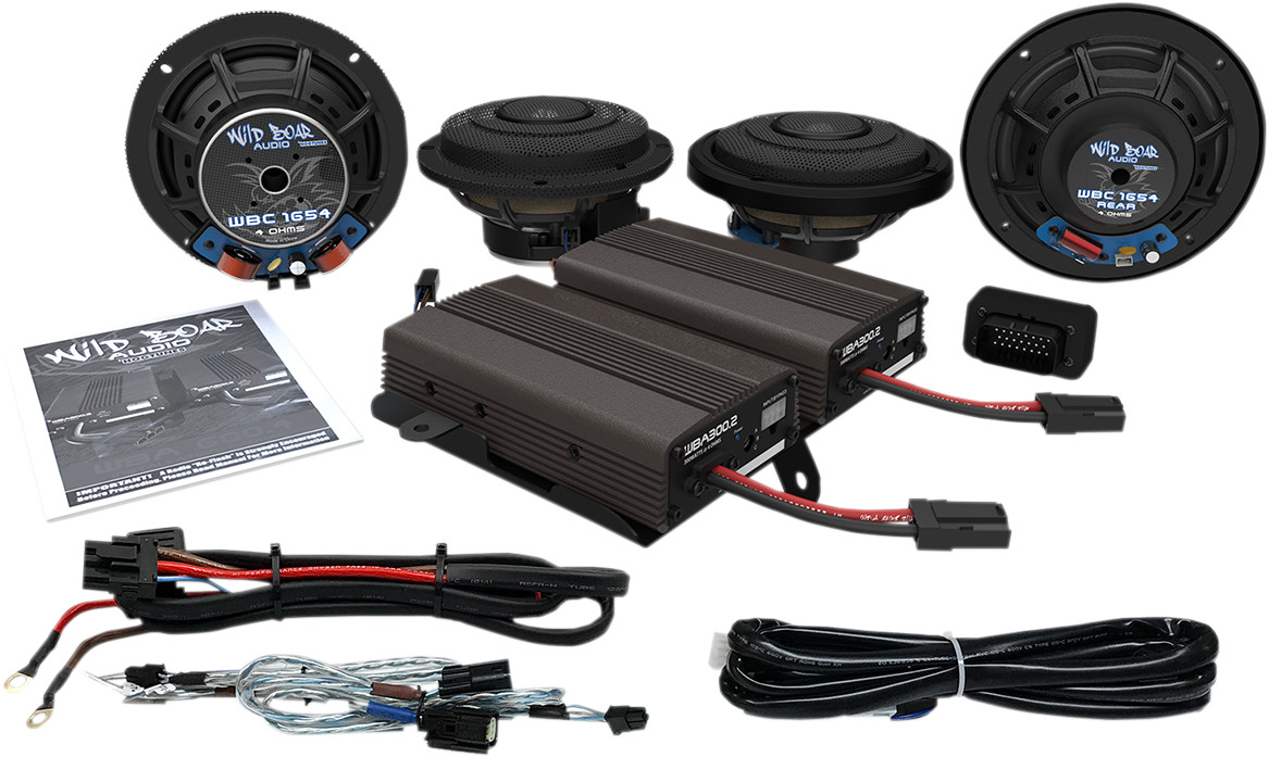 WILD BOAR AUDIO Front & Rear Speaker Kit with 600 W Amp