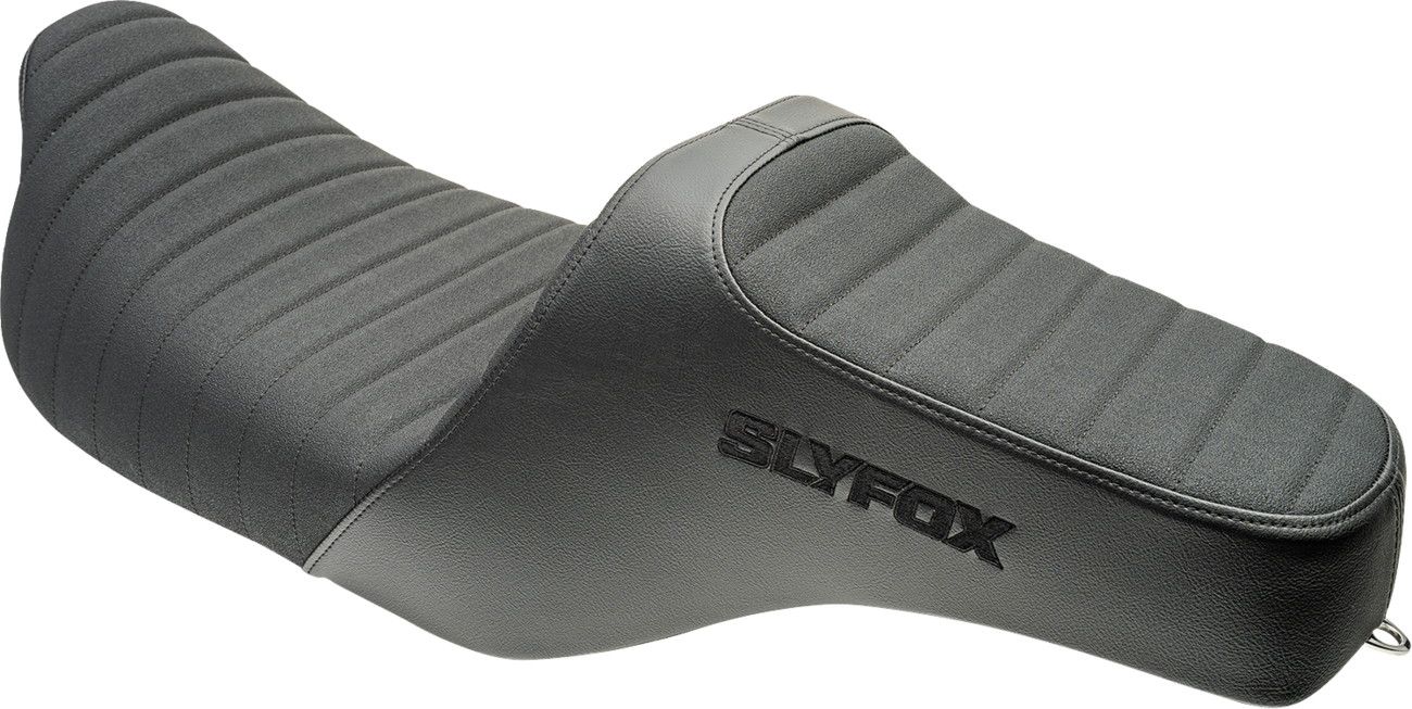 Slyfox Highnoon Seat - Vinyl - Classic Stitch - Black Logo - FLH/FLT '08-'24 Harley Davidson