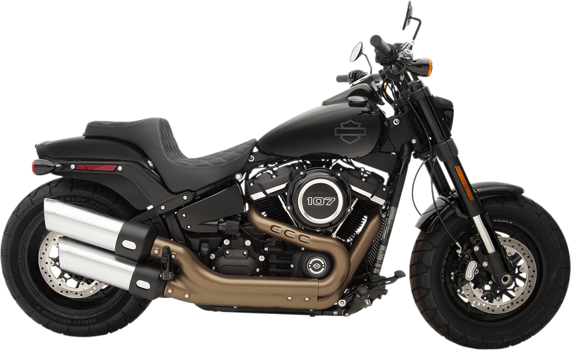 Drag specialties seats Predator III Seat - Double Diamond - Silver Stitched - FXFB/S '18-'23 2018-2023 Harley Davidson FXFBS Fat Bob 114 / 2022-2022 Harley Davidson FXBBS Street Bob 114 / 2018-2019 Harley Davidson FXFB Fat Bob 107