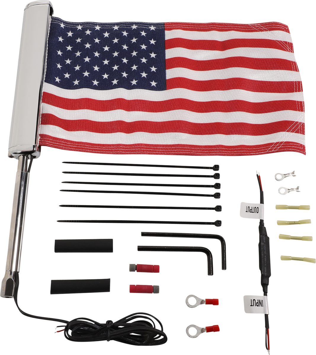 Ciro LED Flagpole - U.S. Flag - Chrome