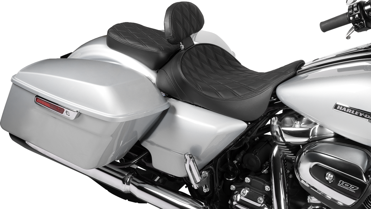 Drag specialties seats EZ Glide II Backrest - Small - Vinyl - Double Diamond Black Stitch