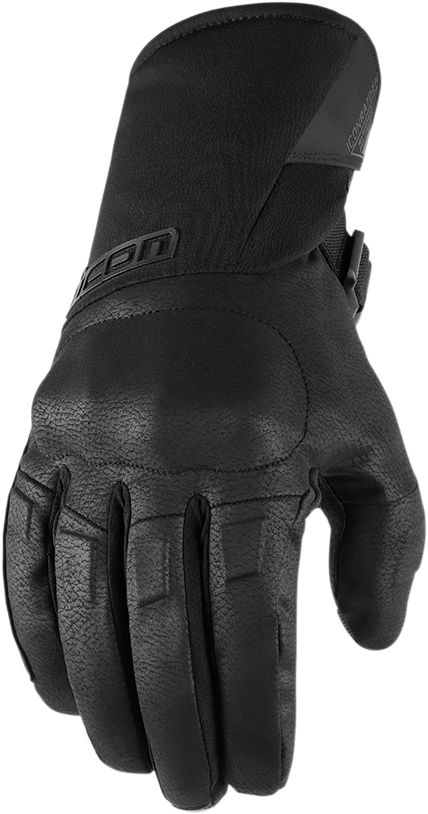 Icon Raiden Pair Black Leather Motorcycle Riding Street Racing Long Cuff Gloves