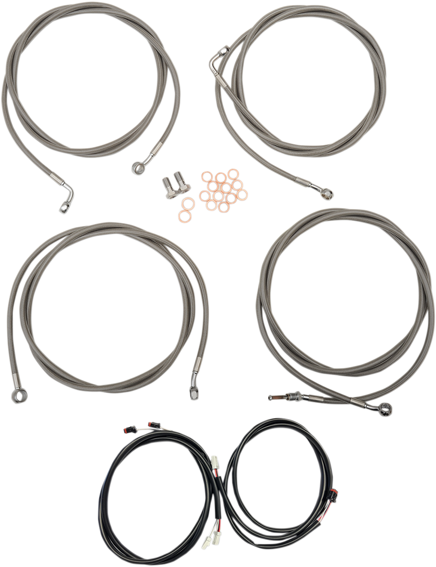 La choppers Complete Plug-and-Play Cable Kit - 15" - 17" Handlebars - '17-'20 Touring - ABS - Stainless Harley Davidson